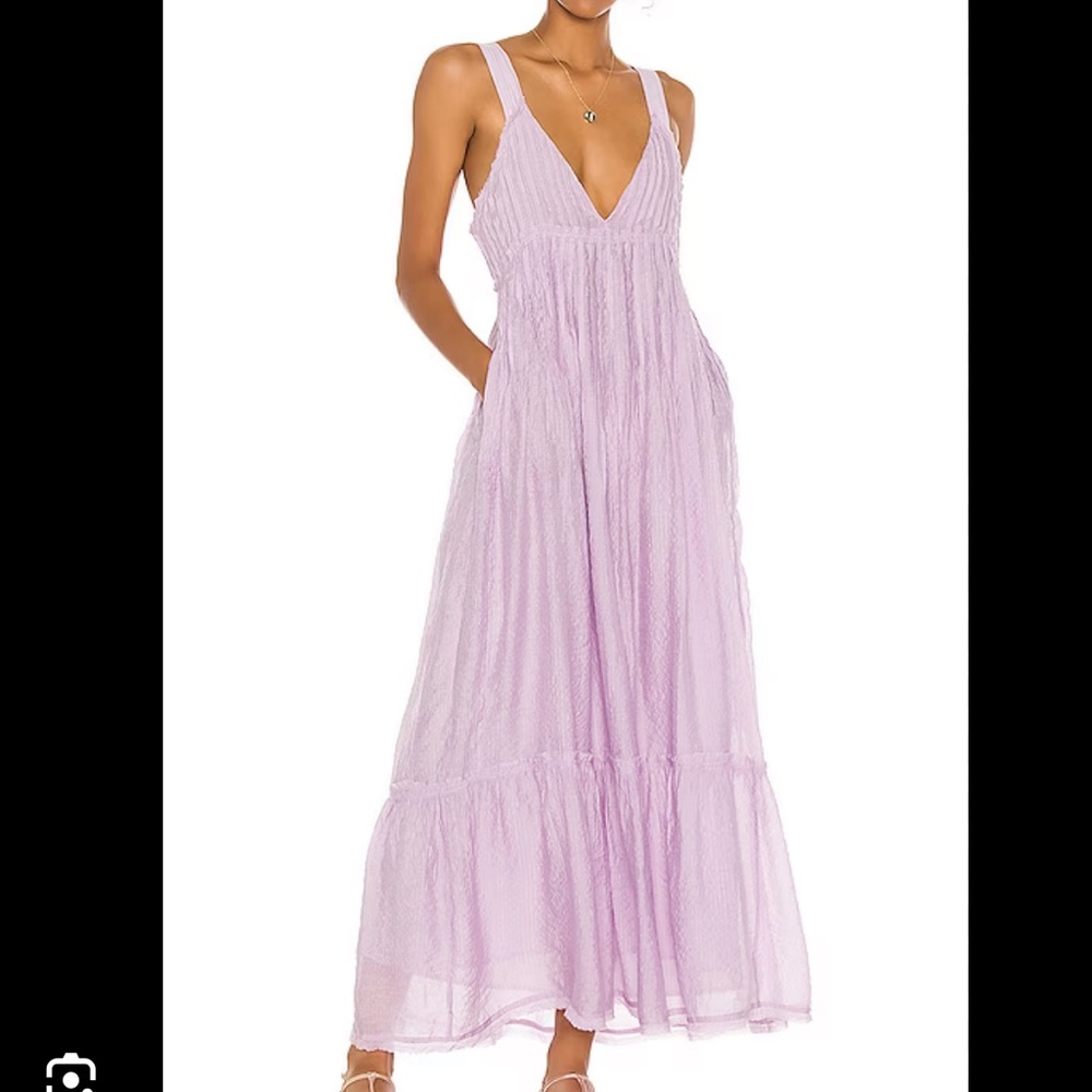 Free People Frankie Pintuck Maxi Dress Lavender Small tiered lined